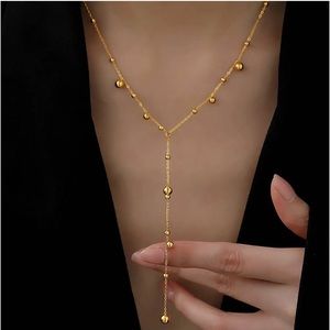 Ball Chain Long Tassel Necklace 18k gold plated Stainless Steel